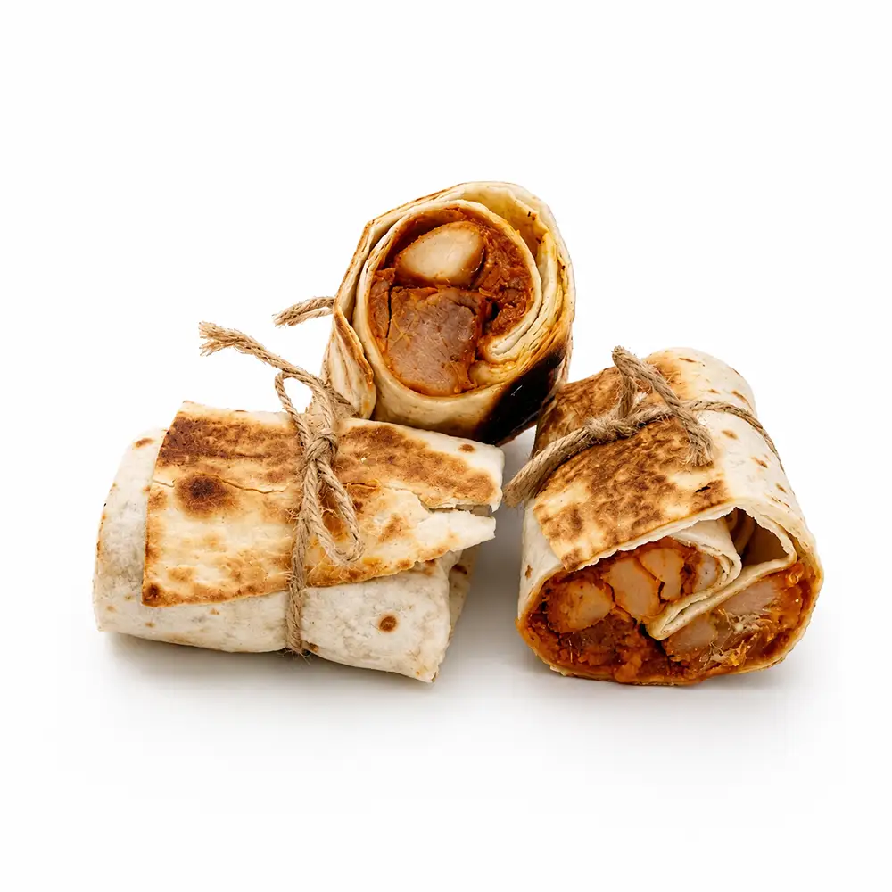 Burritos de pollo con relleno especiado de Valumé Catering