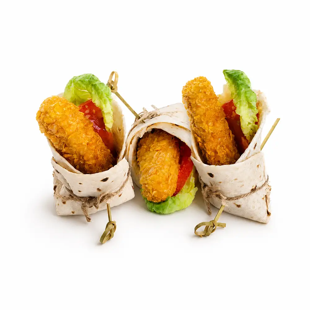 Rollitos holandeses con relleno crujiente, lechuga y tomate de Valumé Catering